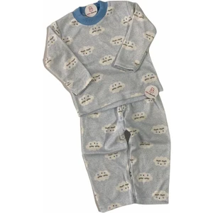 Bulut Desenli Pamuklu Ikili Bebek Pijama Takımı