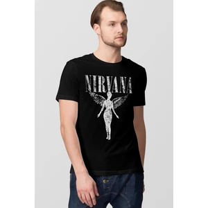 Melek Nirvana Siyah Kısa Kollu Erkek T-Shirt