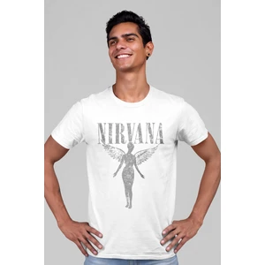 Melek Nirvana Beyaz Kısa Kollu Erkek T-Shirt