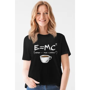 Enerjik Kahve Siyah Kısa Kollu Kadın T-Shirt