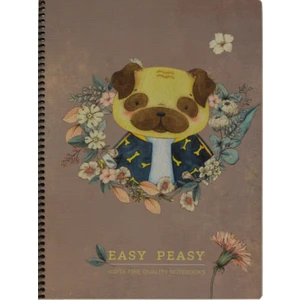 A4 Köpek Tasarım Spiralli Çizgili Defter 80 Yaprak