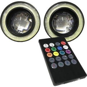 Mercekli Kumandalı Rgb LED Angel Sis Farı, 89MM