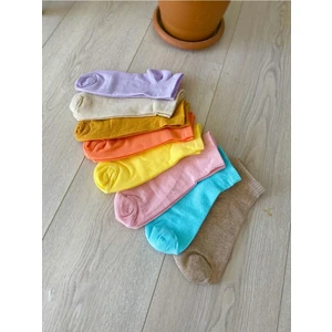 Black Arden Socks Kadın Düz Renkler Cotton 8'li Patik Çorap  BT-0274