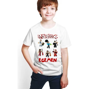 Hediye Center Kişiye Özel Isimli Roblox Baskılı Beyaz Unisex Çocuk T-Shirt M06