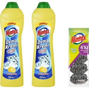Ovma Kremi 2 x 750 ml Limon Kokulu +Mintax 4'lü Çelik Ovma Topu