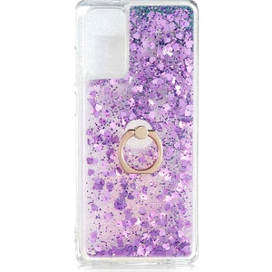 Xiaomi Redmi 9t Kılıf Milce Sulu Yüzüklü Simli Silikon Arka Kapak Mor