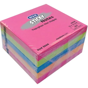 Mas 3666 Yapışkanlı Not Kağıdı 76X76  Neon 400 S  5 Renk
