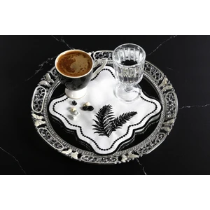 Caka Home  6 Li Kokteyl Peçete Yaprak Nakışlı Keten Efektli