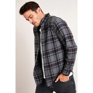 Ekoseli Uzun Kollu Slim Fit Kışlık Gömlek Erkek Gömlek CF21W112844