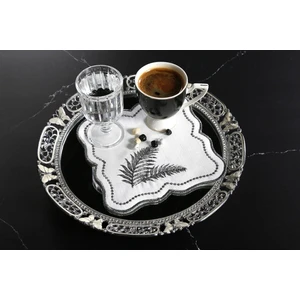 Caka Home  6 Li Kokteyl Peçete Yaprak Nakışlı Keten Efektli