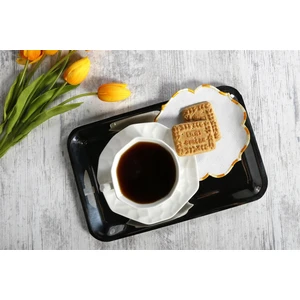 Caka Home  6 Li Kokteyl Peçete Ebruli Nakışlı Keten Efektli