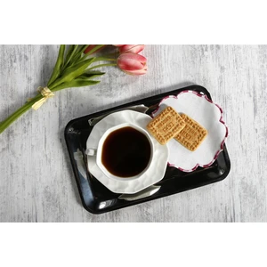 Caka Home  6 Li Kokteyl Peçete Ebruli Nakışlı Keten Efektli