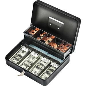 Cash Box CB300 Fonksiyonel Taşınabilir Anahtarlı Para Çekmecesi/kutusu Otomatik Para Rafları