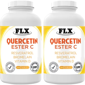 Quercetin Complex Kuersetin Ester C Vitamin D Aserola Rutin Resveratrol Magnezyum Bromelain 180 Tablet x 2 Kutu