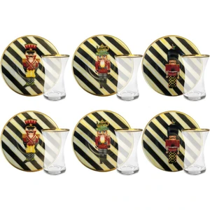 Roy King Kurşun Asker Mat Altın 6 Kişilik Çay Set