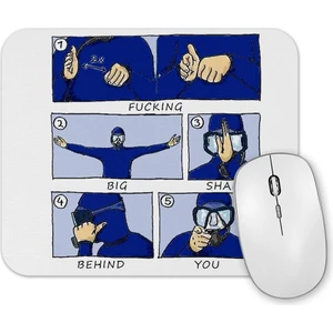 Baskı Dükkanı Scuba Big Shark Balık Adam Mouse Pad
