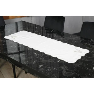 Caka Home  Runner Yaprak Nakışlı Keten Efektli