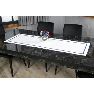 Caka Home  Runner Zikzak Nakışlı Keten Efektli