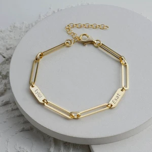 925 Ayar Gümüş Isimli Ataç Zincir Bileklik