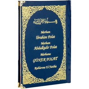 İhvan Online 50 Adet - Isim Baskılı Ciltli Yasin Kitabı - Orta Boy - 128 Sayfa - Lacivert Renk - Dini Hediyelik