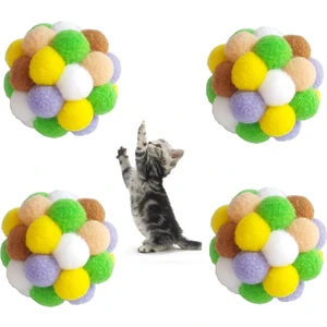 Renkli Ponpon Top Kedi Oyuncağı 5 cm (4 Adet)
