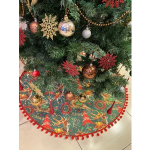 Tuğçe Demir Home Desıgn Yeşil Geyik Ponpon  Kenar Çam Ağacı Ayak Örtüsü