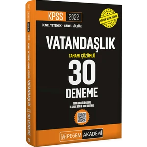 Pegem Akademi Yayıncılık 2022 KPSS Genel Yetenek - Genel Kültür Vatandaşlık 30 Deneme