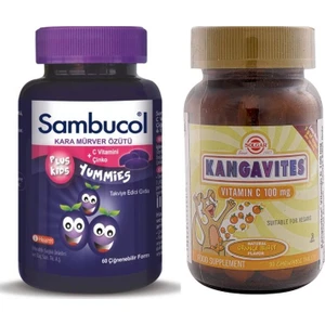 Plus Kids Yummies 60 Çiğneme Tableti+Solgar Kangavites Chewable Vitamin C 100 Mg 90 Tablet