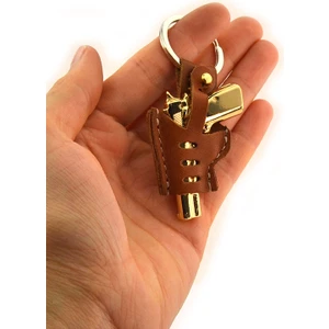 Anahtarlık Sepeti 14 Lü Tabanca Deri Kılıflı Anahtarlık (Gold Görünümlü)