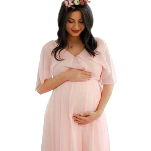 Moda Labio Babyshower Melek Kol Pudra Hamile Elbisesi