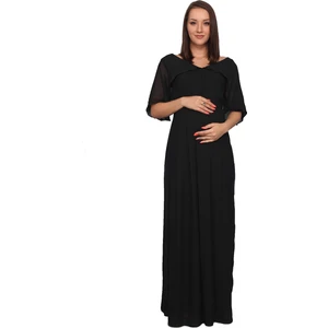 Moda Labio Babyshower Melek Kol Siyah Hamile Elbisesi