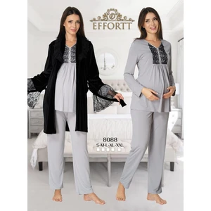 Kadife Sabahlıklı Lohusa Pijama Takımı 8088