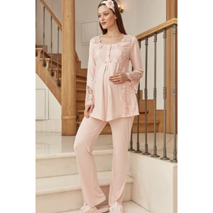 By Mecit Pijama 5015 Pudra Lohusa Pijama Takımı