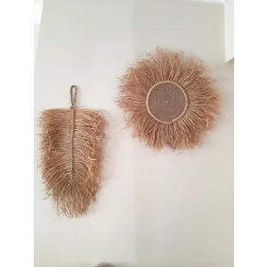 Deepb Bohem Doğal Rafya & Jüt Duvar Süsü - Doğal Rafya Yaprak