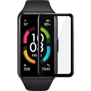Huawei Honor Band 6 Tam Kaplayan Temperli Cam Full Ekran Koruyucu Siyah