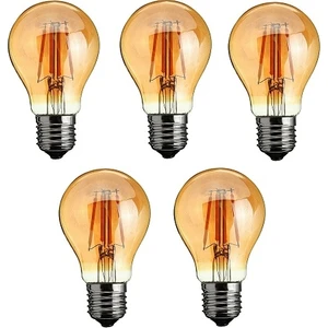 Dekoratif A60 6W Amber Sarı Işık Rustik LED Ampul 5'li Paket