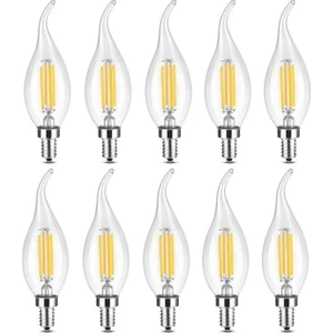 4W Kıvrık Mum Rustik LED Avize Ampülü 10'lu Paket
