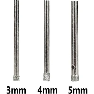 Mermer Granit Fayans Cam Yuvarlak Delme Pancı 3mm 4mm 5mm Elmas Uç Delik Açma Matkap Karot 3 Parça