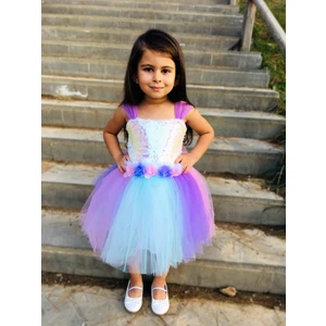 Patiska Nostalji Kostüm Patiska Nostalji Unicorn Elbisesi Kabarık Kısa Model