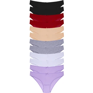 Merry Secret's Kadın Çok Renkli Likralı Esnek Yumuşak Dokulu 12'li  Slip Külot