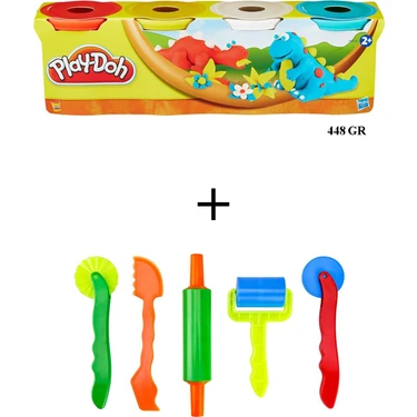 Play-Doh 4 Renk Oyun Hamuru 448 Gram + Brons Oyun Hamuru Kalıbı Seti