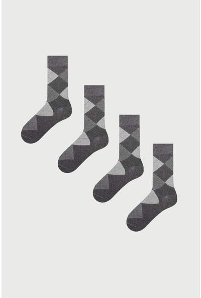 Mem Socks 4'lü Ekose Desenli Erkek Çorabı