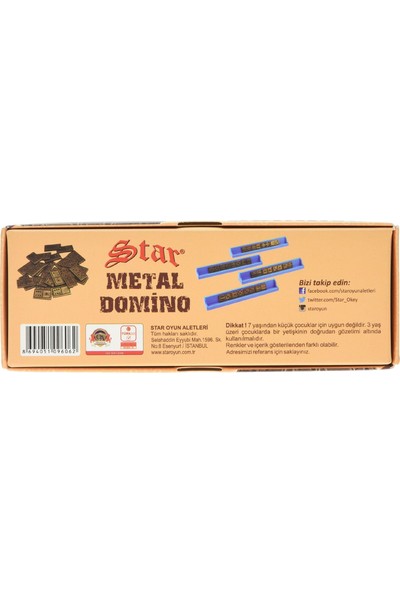 Star Domino Zamak Büyük Boy Domino Oyun Seti Metal Domino Taşı Seti Metal Metal Domino