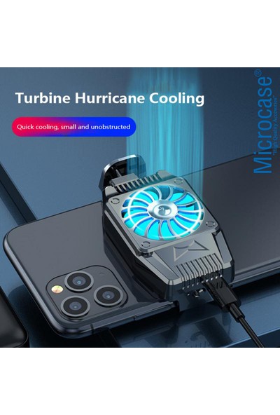 Microcase 4.7 - 6.5 Inç Telefonlar Için Ledli Soğutucu Fan 300 Mah Pil 4500 Rpm - AL2657