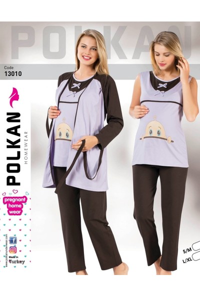 Polkan 13010 Lohusa 3'lü Pijama Takımı