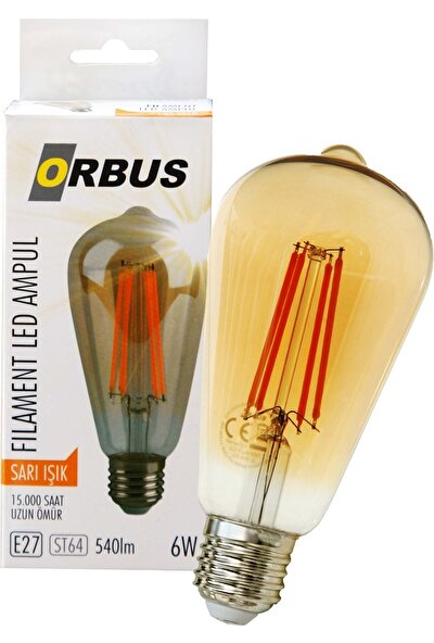Orbus Dekoratif ST64 6W Rustik LED Ampul 10'lu Paket