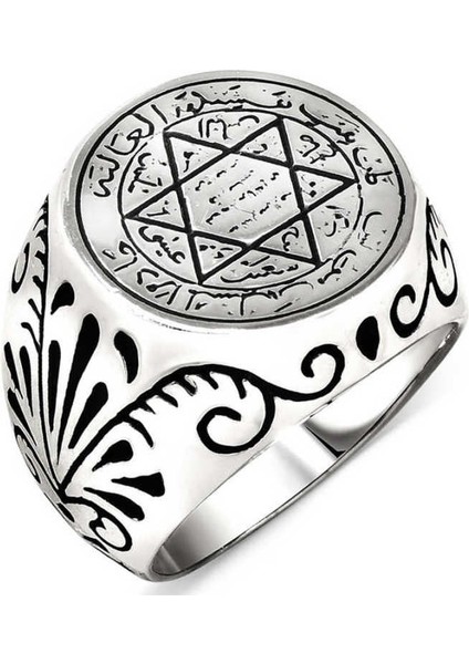 925 Ayar Gümüş Mührü Süleyman Erkek Yüzük