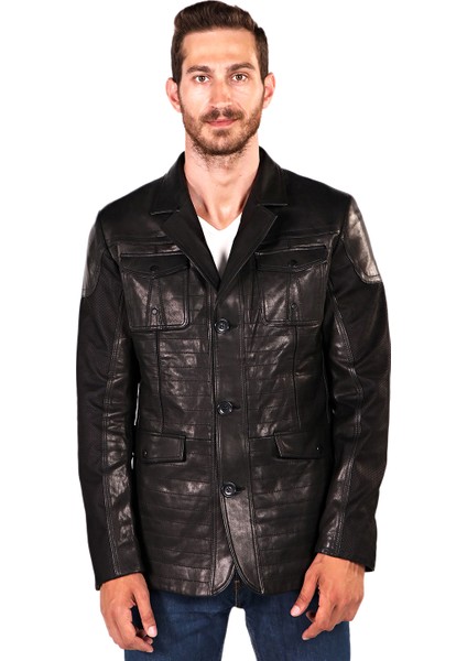 Torba Ceplli Deri Süet Garnili Deri Ceket fiyatları