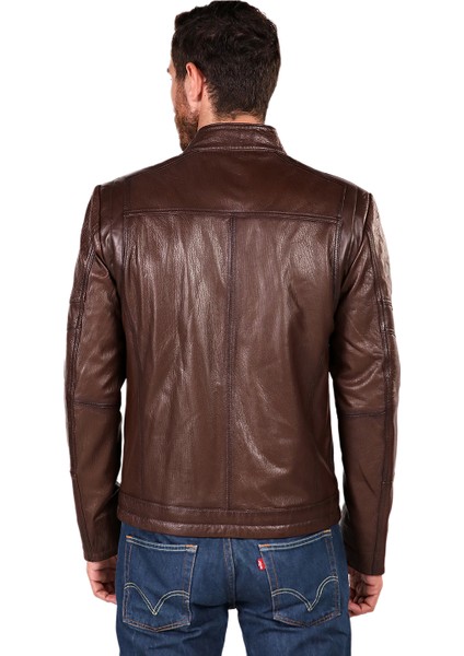 Kahve Rengi Fermuarlı Deri Mont indirimleri