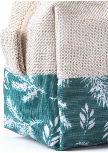 Wolo- Makyaj Çantası Yeşil - Üzerine Yaprak Desenli Pamuklu fiyatları